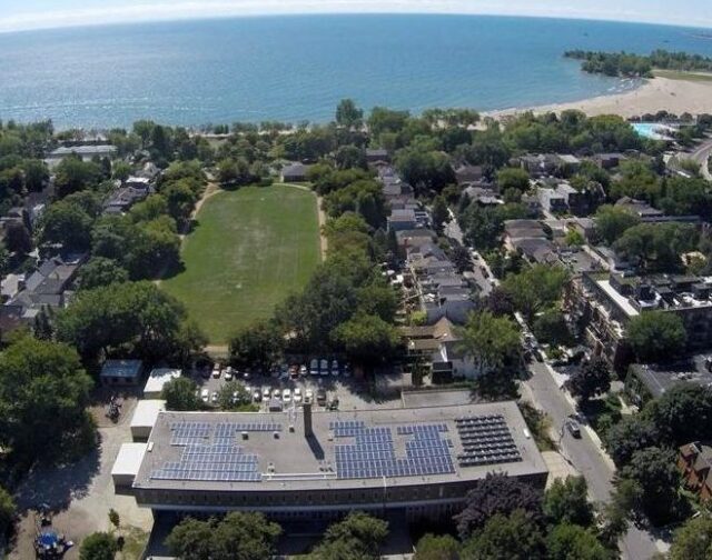 The completed solar roof at Kew Beach School