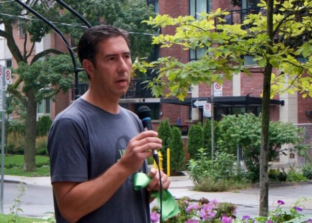 Ron Seftel, CEO of Bullfrog Power, at the launch of the solar roof on Kew Beach School